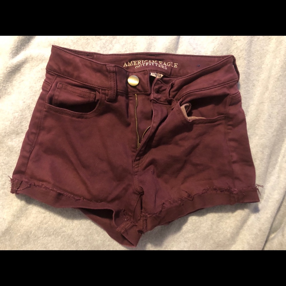Maroon American Eagle jean shorts